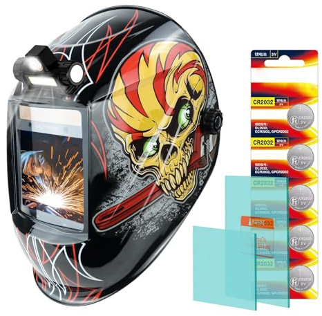 TRQWH Welding Helmet Auto Darkening Large Viewing True Color Solar Powered Welding Hood with 4 Arc Sensor Adjustable Wide Shade Range 4~5-8/9-13 Welder Mask for TIG MIG ARC Weld