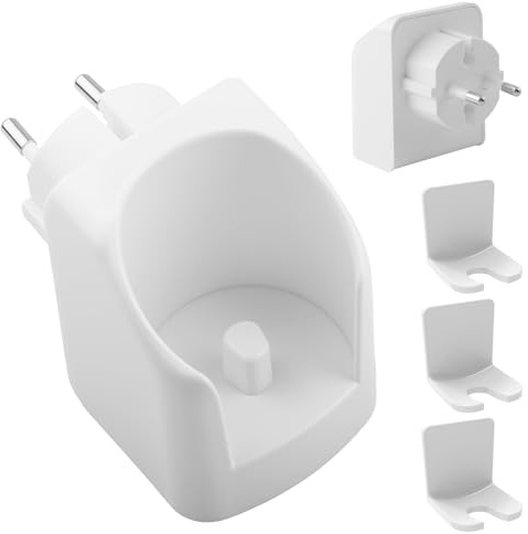 Oral-B Chargeur pour Brosse à Dents et 3 Porte Brosse à Dents Électrique | Electrique Oral-B Braun Prise EU Station pour Braun Oral-B PRO Vitality Genius X iO3 iO4 iO5 iO6 Blanc (Type F)