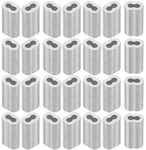 NUOBESTY 100Pcs 8-Shaped Aluminum Sleeve Wire Rope Crimps Double Hole Cable Sleeves 1.0Mm for Throttle Cable Ends and Wire Rope Crimping Tool Kit, Suitable for Swaging and Ferrule Crimping