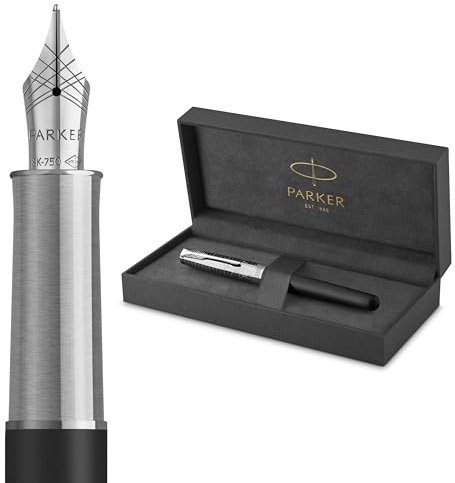Parker Sonnet Füller | Legacy of Flight Kollektion | 18-Karat-Goldfeder (Fein) | Schwarze Tinte | Chrombeschläge | Geschenkbox