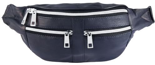 Steinmeister Unisex Tasche - Unisextasche aus Leder in Blau mit Reißverschluss