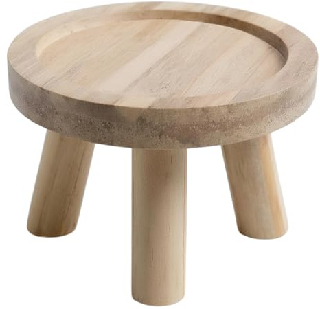 Spetebo Echtholz Blumenhocker mit 3 Beinen - Ø 20 cm - rund naturbelassen | Massivholz, Pflanzenständer, Dekotablett, Blumentopfständer