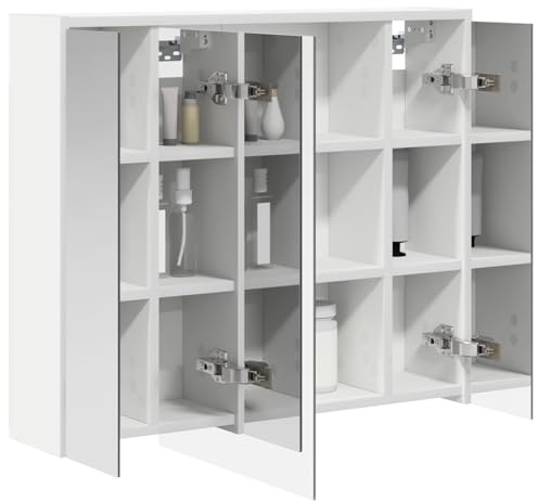 vidaXL Badezimmerspiegelschrank Weiß 73,5 x 16 x 62,5 cm Holzwerkstoff, Moderne Badezimmer, rechteckiger Stauraum, Wandregal, doppelseitiger Spiegel, Flexibles Möbel