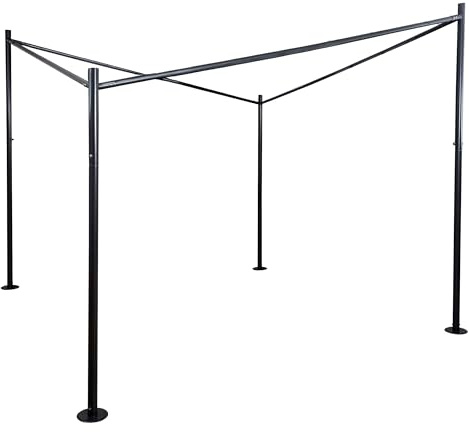 BERLINLODGE Pergola Gestell | HxBxT 292x411x411cm | Garten Pavillon Terrassenüberdachung Gestänge | stabiles 6cm Stahl-Gestell | Schwarz
