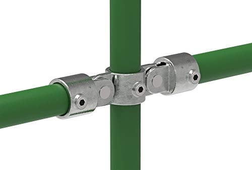 Fenau | Giunto/giunto, verticale, doppio, doppio, Ø 33,7 mm, raccordo per tubi, ghisa malleabile, zincato a caldo, viti incl.