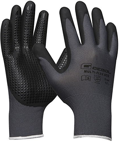 Arbeitshandschuh MULTI FLEX ECO | Größe 9 (L) | Polyester, Nitril Beschichtung mit Noppen| 1 Paar