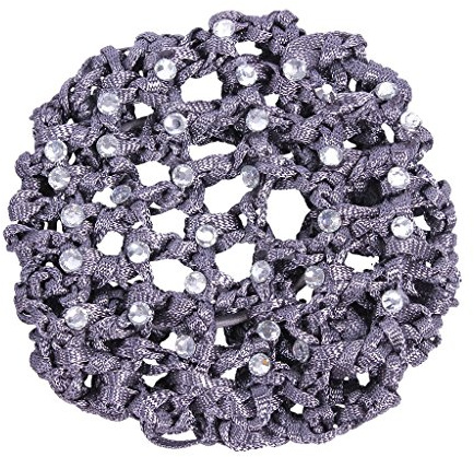 QHP Haarnetz Diamand mit Kunst-Perlen besetzt (Grau)