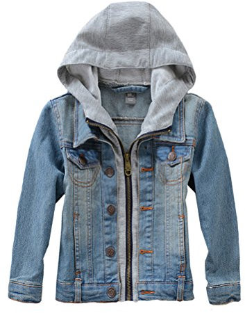 FTCayanz Bambina/Ragazze/Ragazzi Giacca Di Jeans Primavera Casuale Giubbotto Denim Cappotto Tops Altezza Stile 1-Blu 150-160
