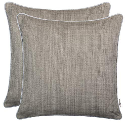 Brandsseller 2er Set Outdoor Kissen 45x45 cm – Wetterfeste Zierkissen mit Paspel in Leinenoptik – Wasserabweisende Gartenkissen & Dekokissen für draußen – Sofakissen für Balkon & Terrasse - Taupe