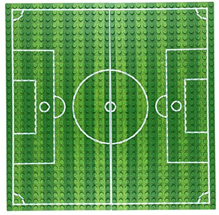 OVERWELL Bauplatte Fußball Platte Baustein Grundplatte, kompatibel mit Lego, 25,4 x 25,4 cm