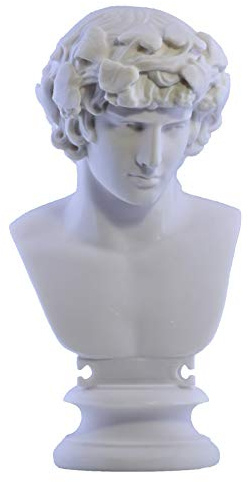 Antinous as Dionysus Büste Kopf Griechische Statue Skulptur Cast Marble Kopie Weiß