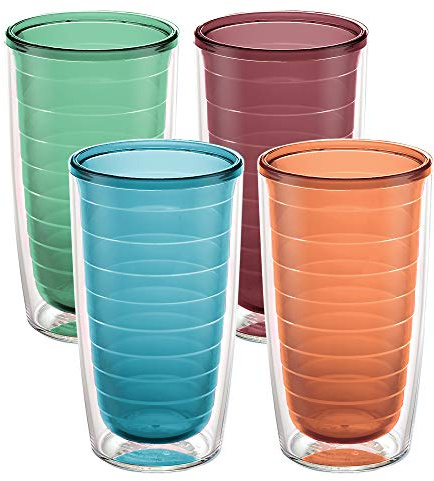 Tervis 1355481 Clear & Colorful Isolierter Becher, Titan, Sortiert