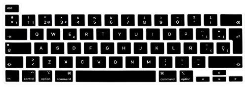MMDW Spanish Language ESP Silicone Keyboard Cover Skin for MacBook Pro 16 2019 A2141 for MacBook New Pro 13.3 inch A2338 M1/A2251/A2289 with Touch Bar & Touch ID European Version(Black)