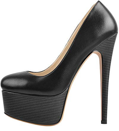 Only maker Damen Plateau High Heels Stiletto Pumps Party Schuhe in Lederoptik Schwarz 44 EU
