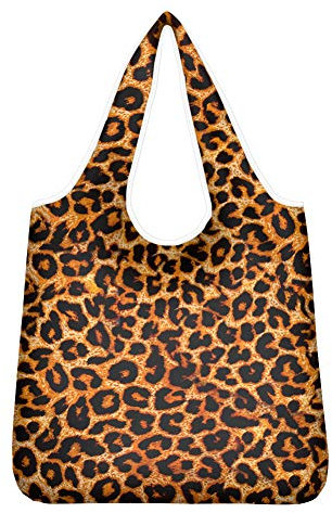 Pizding Wiederverwendbare Einkaufstasche für Damen, Leopardenmuster, faltbar, mit Tasche, strapazierfähige Stoff-Aufbewahrungskörbe, Einkaufstaschen für Lebensmittel, Einkaufstouren
