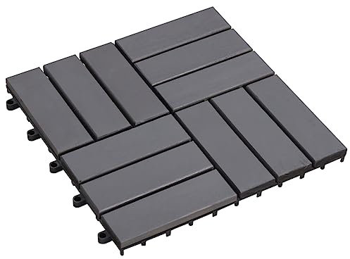 vidaXL Grey Wash Decking Tiles 10 pcs Set - 30x30 cm - Solid Acacia Wood - Interlocking, Weather Resistant, Non-Skid, Easy Assembly - Ideal for Garden, Terrace, Balcony