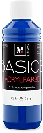 Malverk Basics® - je 250ml hochwertige Acrylfarbe | Malfarbe | Made in France | auch geeignet für Acryl Pouring | schnell trocknend | wasserfest und lichtecht | auf Wasserbasis | Ultramarinblau