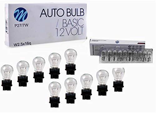 BLUETECH 20 Stück Set 10 x P27/7 W 3157 Autolampen Halogenlampen LongLife 12V 27/7W W2,5x16q US Lampen Stopplampen,Rücklicht + 10 x W5W als Standlicht