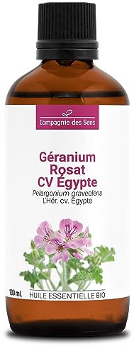 GÉRANIUM ROSAT CV EGYPTE BIO - 100mL - Huile Essentielle de Qualité Premium - 100% Pure, Naturelle, garantie ChromaCert® - Chémotypée & Intégrale