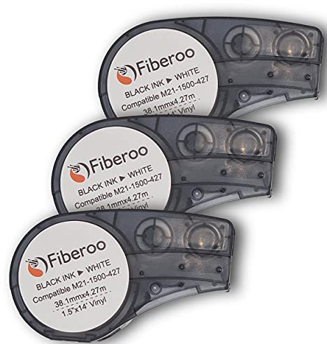 Nachfüllpack kompatibel M21-1500-427 für BMP21 PLUS & BMP21 LAB nicht geeignet für M210 & M211 Klebeband, Vinyl, bedruckbar, schwarze Schrift auf weißem Glasfaser, Netzwerkkabel: 3 Stück