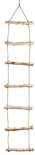 zeitzone LED Holzleiter Birke mit Schnee Beleuchtet Leiter Weihnachten mit Timer 150cm