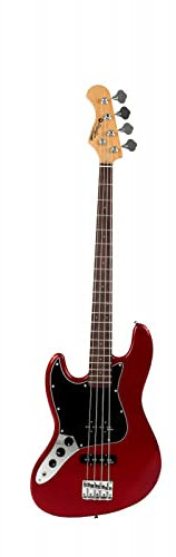 Prodipe JB80LHRA - Guitare basse 4 cordes - Candy Red - Gaucher