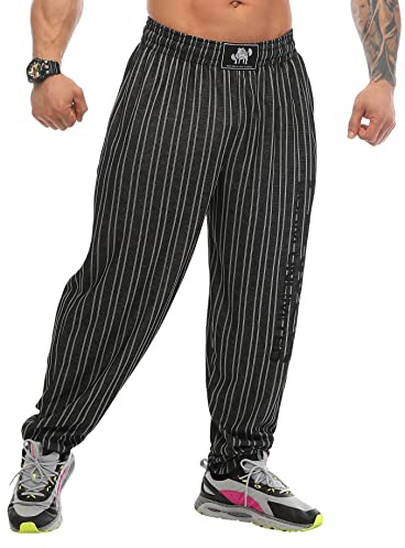 BIG SAM SPORTSWEAR COMPANY herr säckig sweatpants med fickor, gammaldags lös passform gym byxor, svart, 3XL