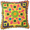 GURU SHOP Boho Kissenhülle, Farbenfrohes Besticktes Folklore Kissen im Mexikanischem Style - Gelbl/pink, Baumwolle, 40x40 cm