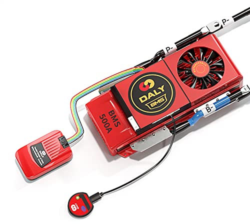 DALY BMS Parallelmodul 1 A mit LiFePo4 BMS 8S 24 V 500 A Lüfter und CAN-Port, Smart BMS Bluetooth-Dongle für bewertete 3,2 V Lithium-Batteriepacks, Wechselrichter, USV und Heimspeichersystem