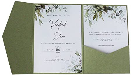 MillaSaw Einladungskarten für Hochzeit, 25 Stück, Geburtstagseinladungen, Partydekoration ... (olivgrün)