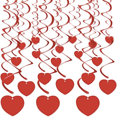 20 Stücke Spiralen Girlande Rote Herz Hochzeit Spiral Girlanden Deckenhänger Hängende Decke Hochzeitsdeko Hängedekoration für Geburtstag Valentinstag Weihnachten Party