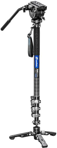 Leofoto MV-324CL+BV-10 Extra Tall Carbon Fiber Flip Lock Pro Video Camera Monopod + Arca/RRS Compatible Head +Tripod Stand Max Load 22lb, 1600mm