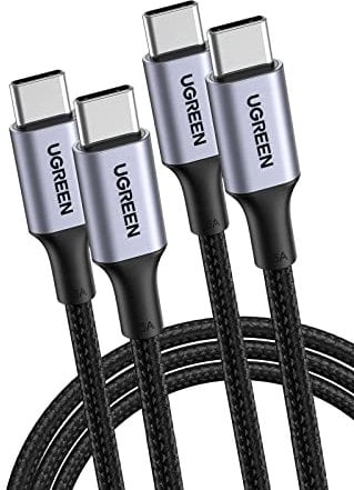 UGREEN 2 Pack USB C to USB C Charger Cable 100W 65W Power Delivery 5A 20V Type C Data Lead Compatible with MacBook Pro Dell XPS 17 Galaxy S23 S22 Ultra Mi11 Pixel 7 6 Pro (0.5M)