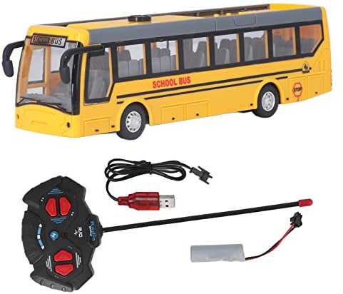 Bus Télécommandé Haute Simulation - Scolaire Rechargeable Toutes les Directions pour Enfants (Jaune)
