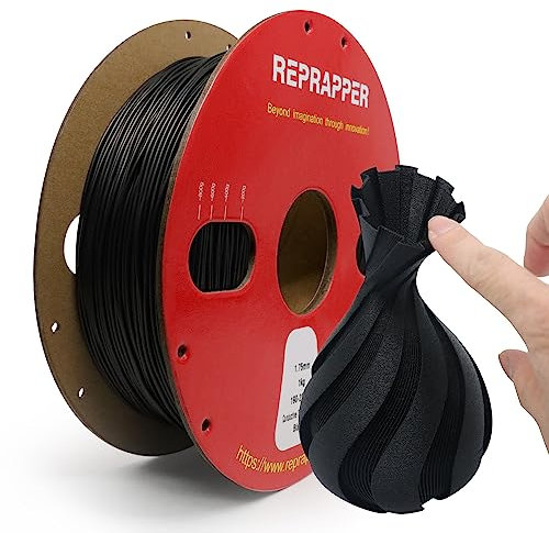 RepRapper Leitfähiges TPU Filament 1,75 mm,Elektrisch Leitendes Filament TPU Flexibles Weiches Filament, 1 kg (2,2 Pfund) Pappspule, Maßgenauigkeit +/- 0,03 mm für FDM Drucker, Schwarz