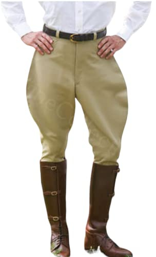 Craft Lovers Jodhpur Riding Pants Men & Women Breeches Military Polo Style Jodhpur Pants – Equestrian Trousers for Horse Riding, Army Parade, Fancy Dress & Cosplay – Beige (36, Model 3)