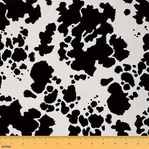 Kuhfell Drucken Stoff Durch den Hof,Kuhfell Polsterung Stoff für Stühle,Tierhaut Druck Dekorative Stoff,Bauernhaus Kuh Druck Polsterung und Heim Akzente,Schwarzweiß,920x150 (HxB)