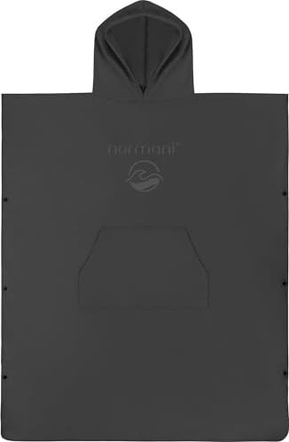 Badehandtuch mit Kapuze Badeponcho für Damen und Herren - Umziehhilfe, Surfer Poncho und Badetuch in Einem - perfekt für den Strand, Schwimmbad oder Campingplatz Farbe Schwarz Größe 90 x 110 cm