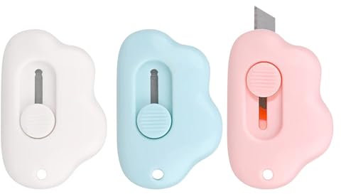 Ryaupy 3 Stück Mini-Allzweckmesser, tragbares Kastenöffnermesser, Cuttermesser, Standard Cutter, Brieföffner, Tragbar Kartonöffner, für Schneiden von Geschenkpapier, Pappe, Schachteln.
