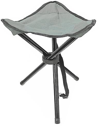 Taburete plegable para camping, incluye correa de transporte, silla de camping, taburete con tres patas, 80 kg, plegable (gris)