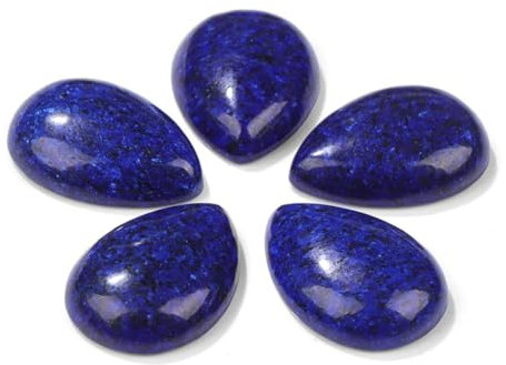 5 Stück 13 x 18 mm Wassertropfen-Stein-Cabochon-Perlen, flache Rückseite, halbe Achate, kein Loch, passend für DIY-Ringe, Ohrringe, Broschen NO3, Lapislazuli, 13 x 18 mm
