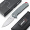 BÖKER PLUS® Gemtek Frame-Lock Knife - edles EDC Taschenmesser mit Clip - Flipper Messer mit Kugellager - D2 Drop-Point Klappmesser mit G10 Griff grau - Camping Faltmesser mit Etui in Geschenk-Box