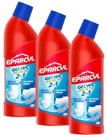 Eparcyl 2en1 – Gel WC Spécial (0.750L) – Produit WC Détartrant + Entretien Fosse Septique – Fraicheur Océan (Lot de 3)