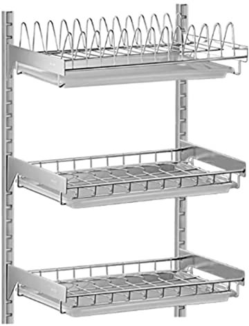 Dish Drainer Rack Wall Mounted Dish Rack Stainless Steel Wall Hanging Bowl Plate Drain Shelf Kitchen Storage Organizer Dish Drying Rack Organizer Shelf Utensil Holder ( Color : A , Size : 3 Tiers )