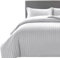 MOONLIGHT20015 Double Duvet Set Reversible Stripes Satin Double Bedding Set with 2 Pillowcases Soft Hypoallergenic Duvet Cover (Silver 200x200 CM)