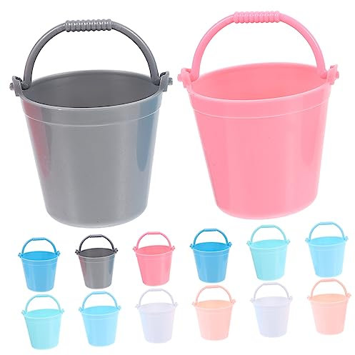 LALAFINA Realistic Miniature Bucket Toys 14pcs Children's Sand Bucket Models for Garden and Mini House Dec