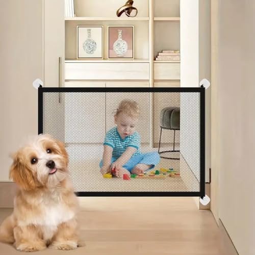 Barrera Seguridad Niños y Perros Puerta para Perros Puerta Mágica Barrera para Perros Red de Seguridad para Mascotas Puerta Seguridad Bebé Vallas para Perros para Escaleras y Pasillos,100 * 78cm