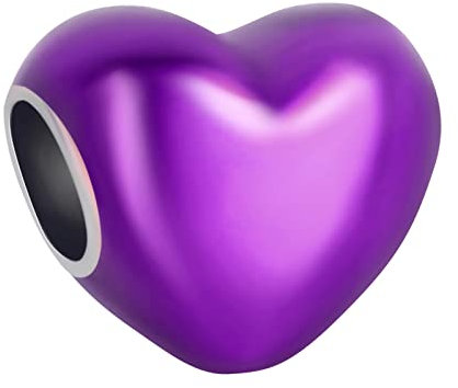Doyafer 925 Charms ciondolo in argento sterling viola a forma di cuore per le donne bracciali collana regalo