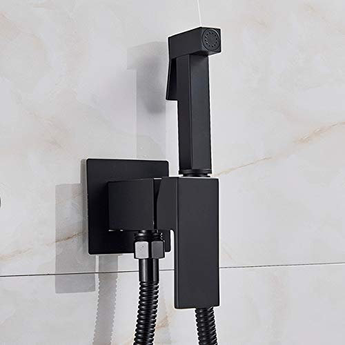 Bidet-Wasserhahn, Messing, Duscharmatur, Waschmaschine, Mischer, Kalt- und Warmwassermischer, Kran, quadratischer Duschsprühkopf, Wasserhahn, Toilettenarmaturen, mattschwarz, robust Star of Light