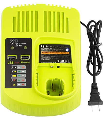 Futurebatt 18V Rapid Charger Replacement for Ryobi P117 12V-18V Battery One+ Lithium-Ion/NiCad/NiMh Battery P102 P108 P189 P197 P103 P105 P107 P190 P191 PBP002 PBP005